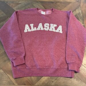 Alaska Gear Crewneck Sweatshirt Maroon Heathered Pullover Size M